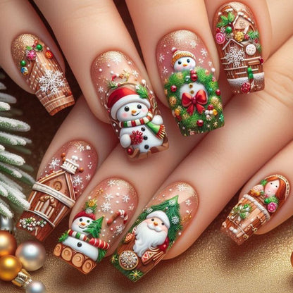 Festliches Feiertags-Themen 3D Nagelkunstset Brehn