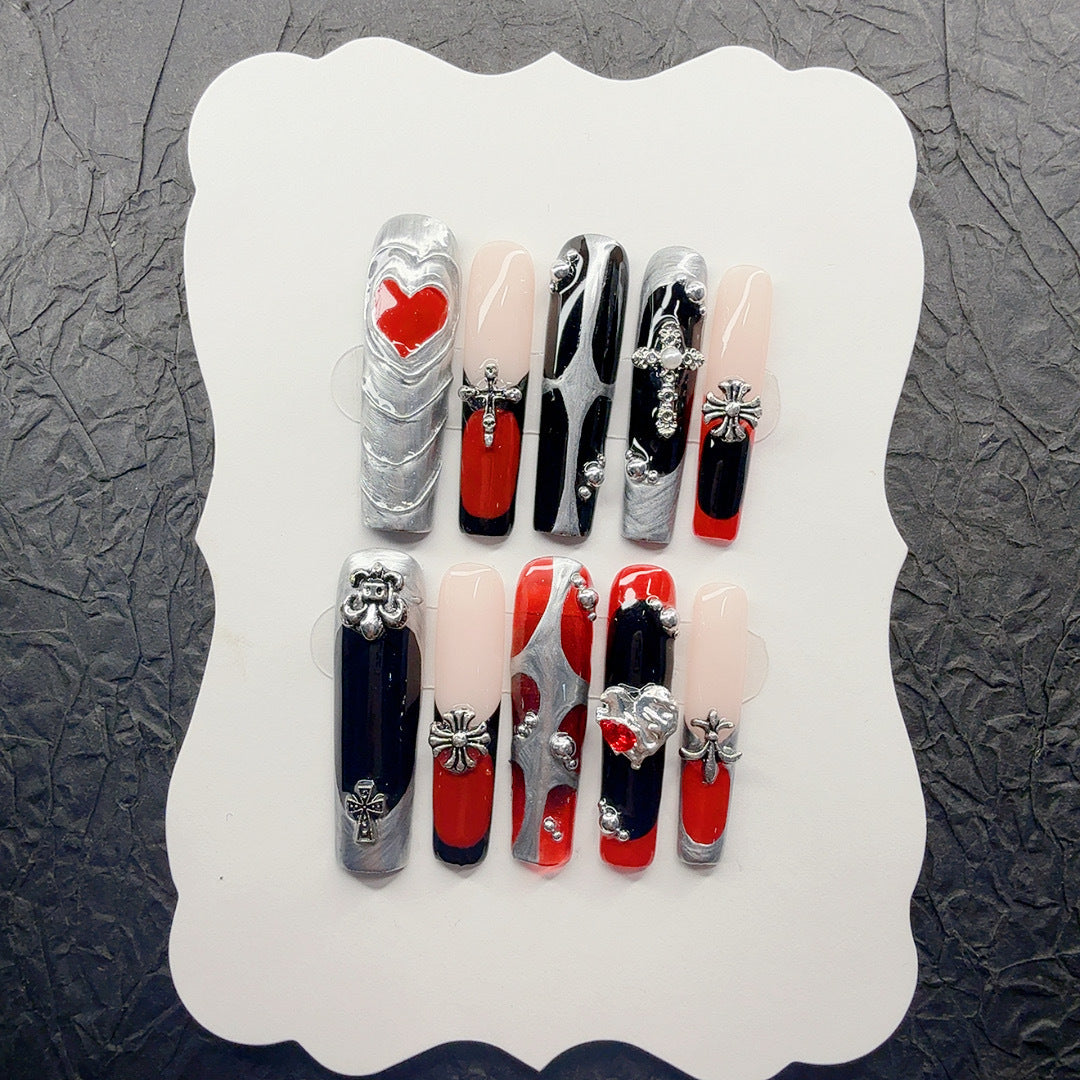 Gothic-inspiriertes 3D dekoratives Aufklebenail-Set