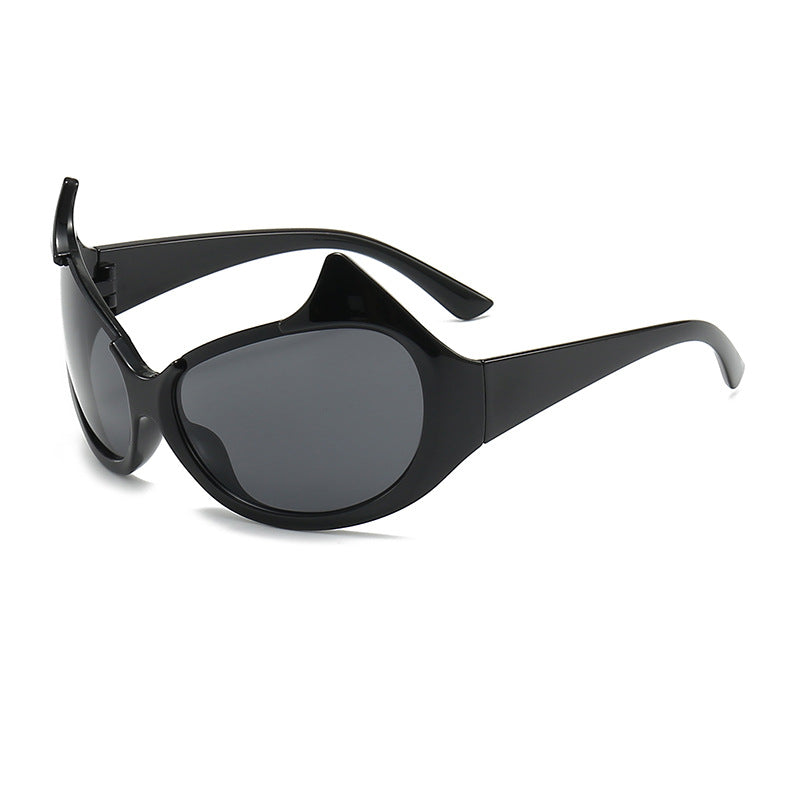 Damen extravagante modische Sonnenbrille mit markanten geschwungenen Rahmen Brehn