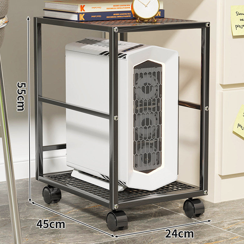 Rolling Desktop CPU Tower Stand mit Holzsockel und schwenkbaren Rollen