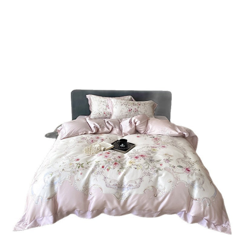 Botanisches Baumwollsatin Bettbezugset mit luxuriösem Satinrand & wendem Design