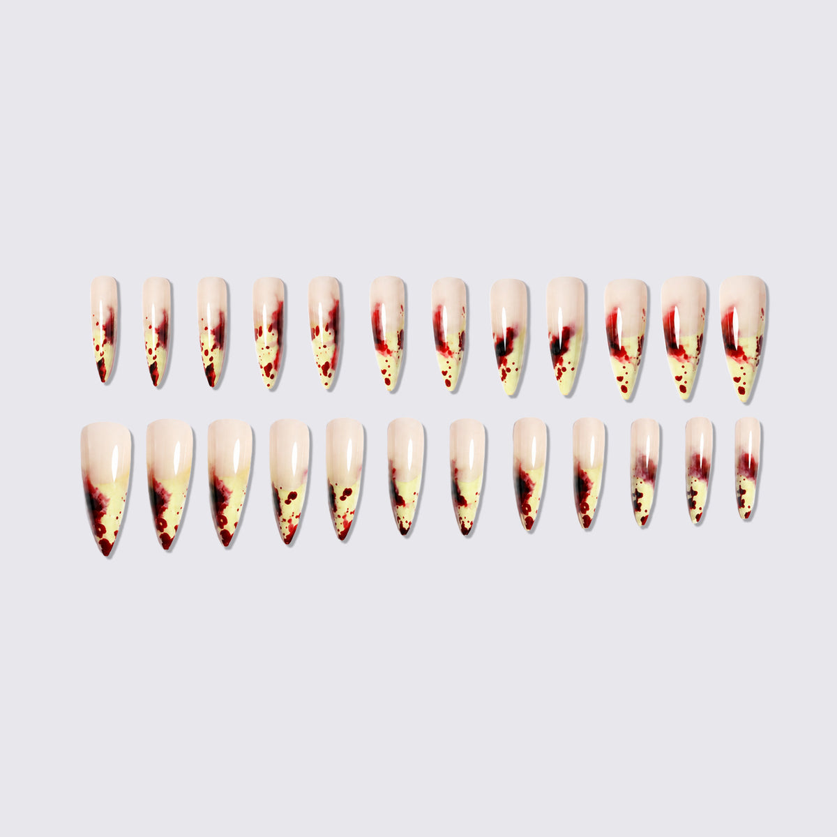 Künstlerisches Stiletto Press-On Nagelset mit tropfendem Design Brehn