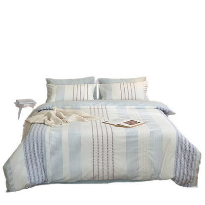 Baumwoll-Satin Floral-gestreiftes Bettbezug- und Kissenbezug-Set