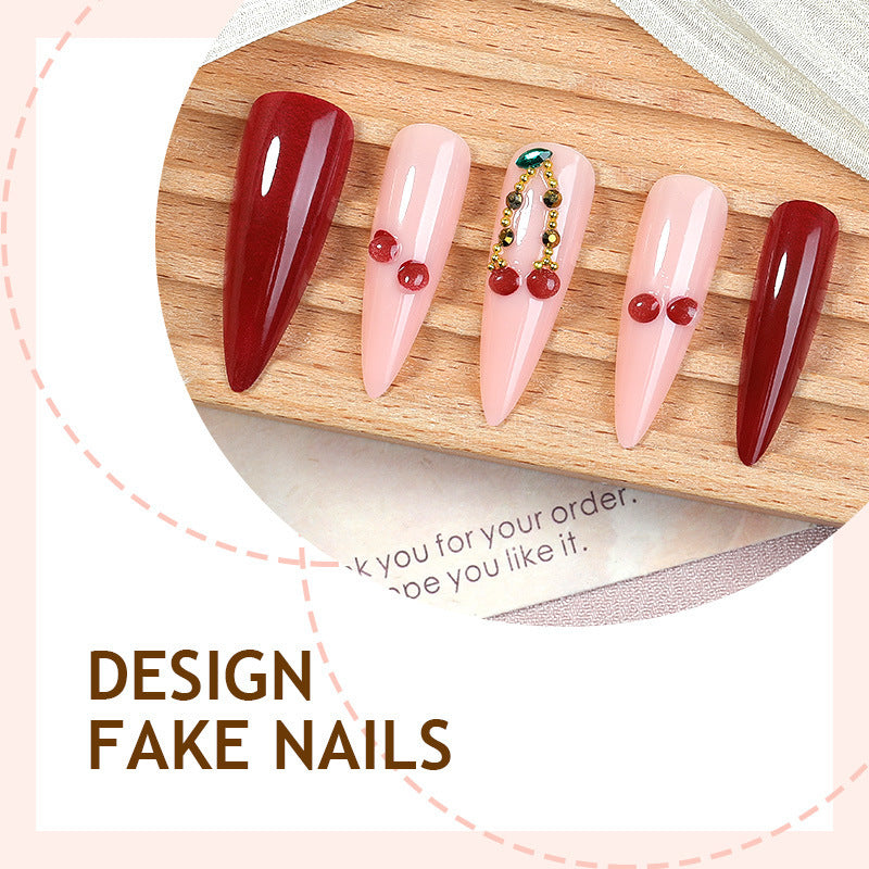 Kunstnagelset mit elegantem Rot- und Rosa-Design Brehn