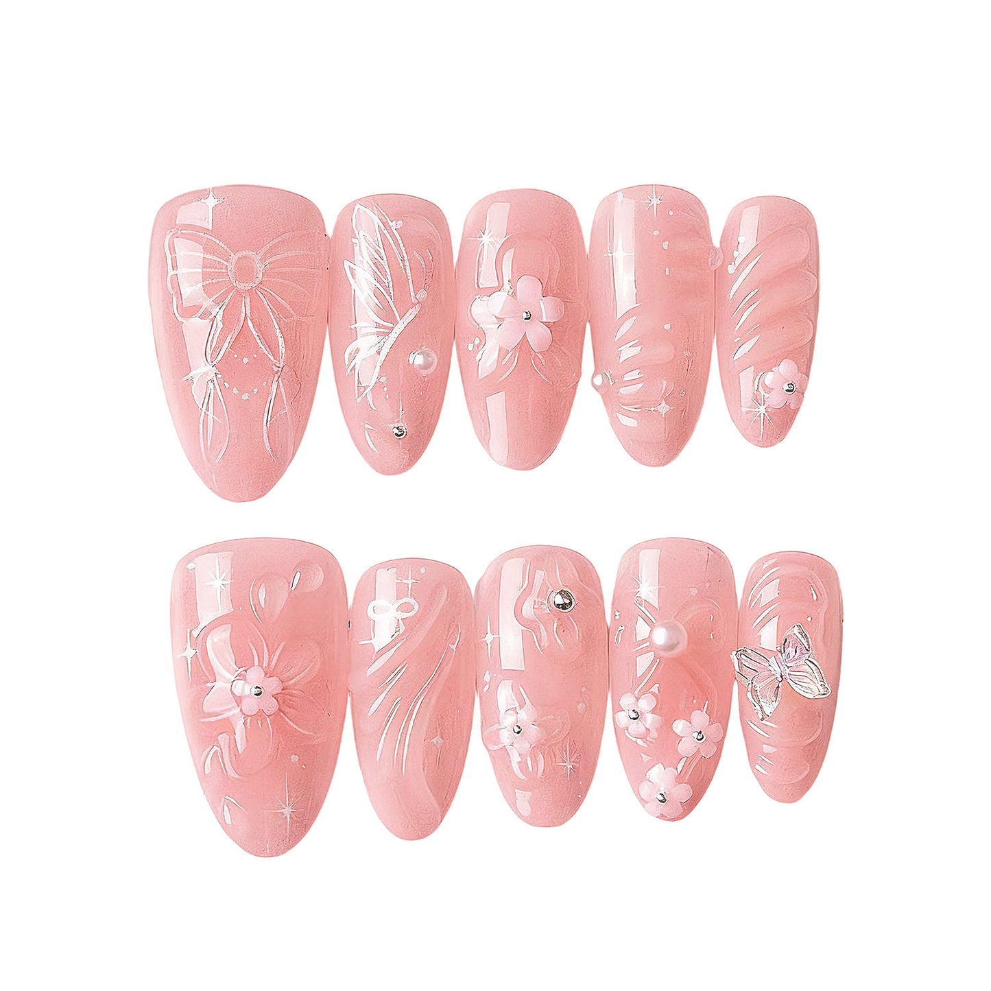 Dekorativer Floral Press-On Nagelkunst Set Brehn