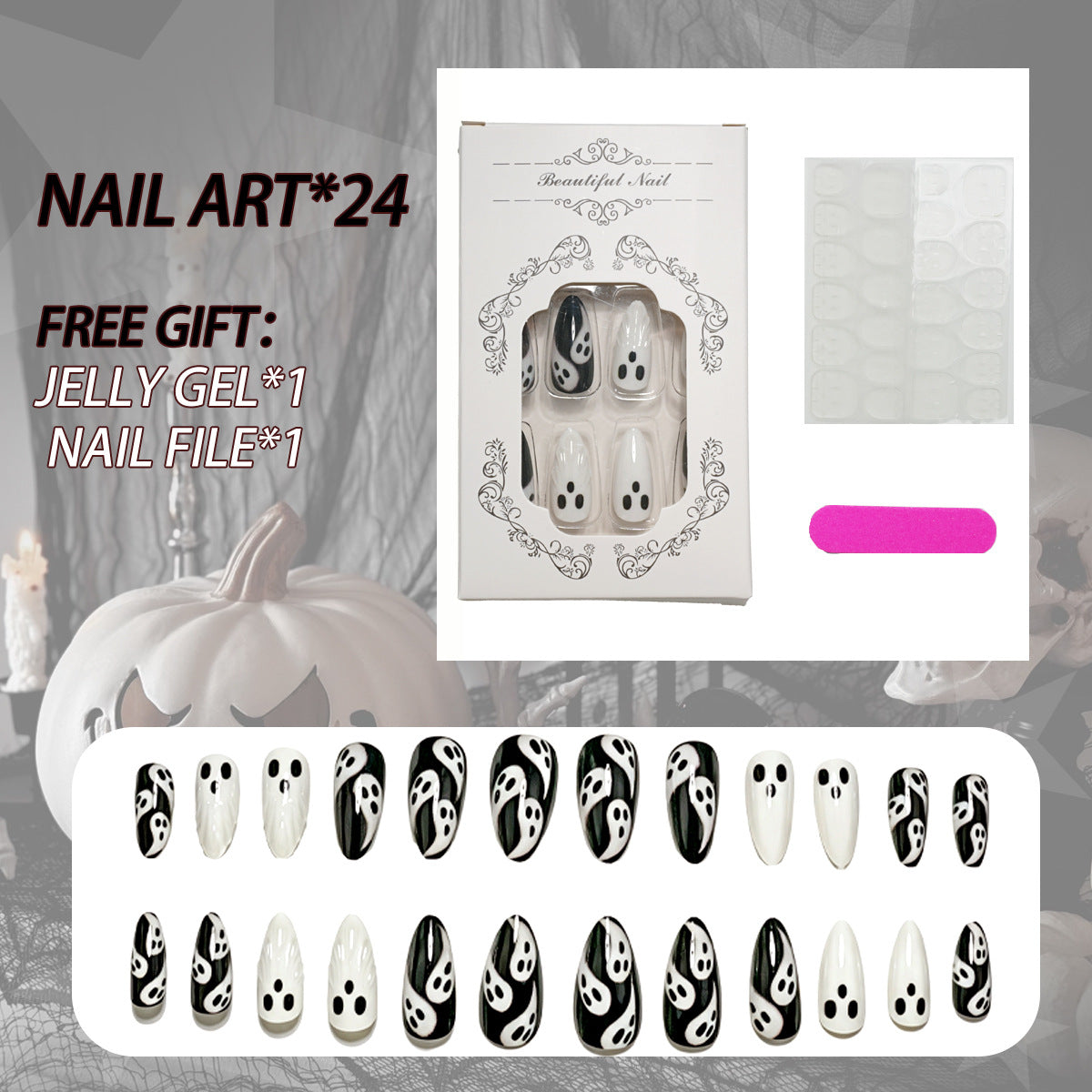 Ghost-Themen Press-On Nagelkunst