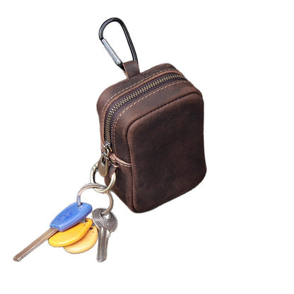 Leder Reißverschluss Schlüsselanhänger Tasche