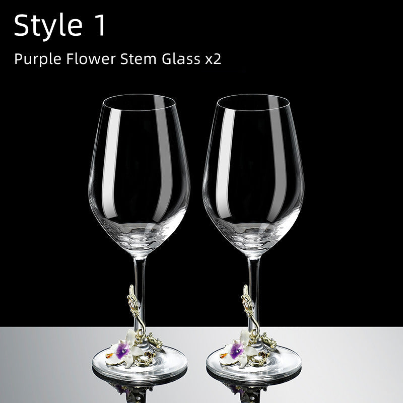 Metallic Flower Crystal Weingläser mit Dekanter Koffer Set | Brehn
