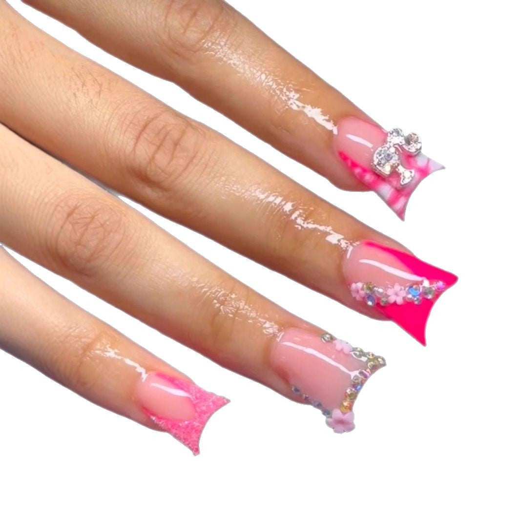 Dekorative Blumen- und Strass-Acrylnagelerweiterungen Brehn