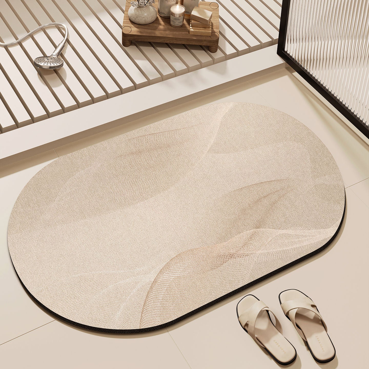 Elegante ovale Badezimmermatte Brehn