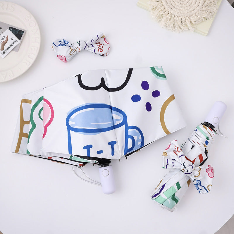 Damen kreativer Faltregenschirm mit bunten Motiven Brehn