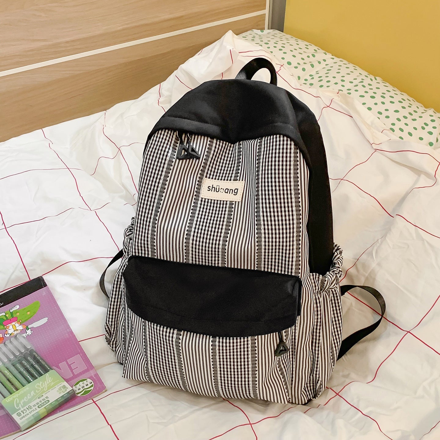 Vielseitiger Kariertes Muster Schulrucksack