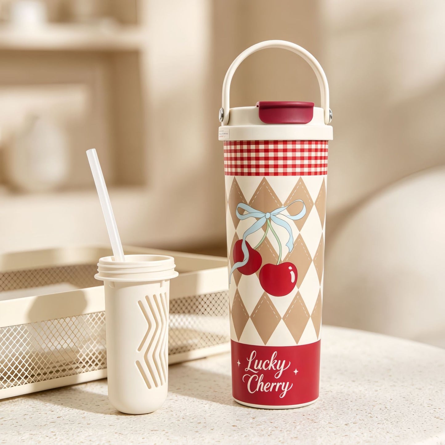 Damen Isolierflasche mit hochwertigem Blumenmotiv Brehn