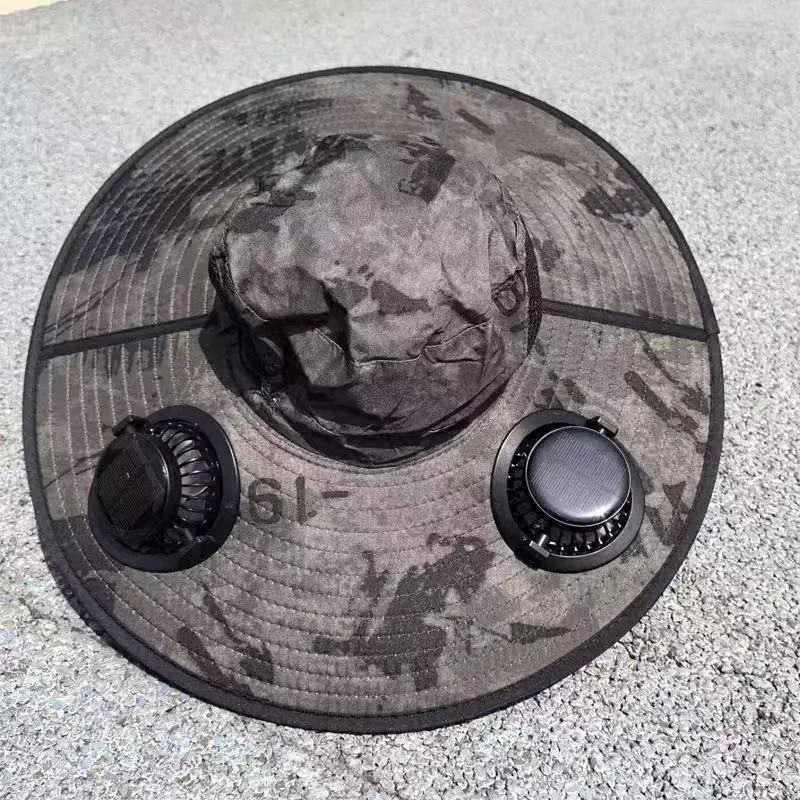 Belüfteter Outdoor-Fischerhut mit zwei wiederaufladbaren Lüftern, wasserdichtem Material und verstellbarem Kinnriemen Brehn