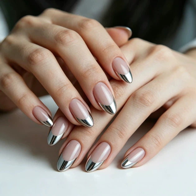 Metallic French Tip Nagelverstärkungen Brehn