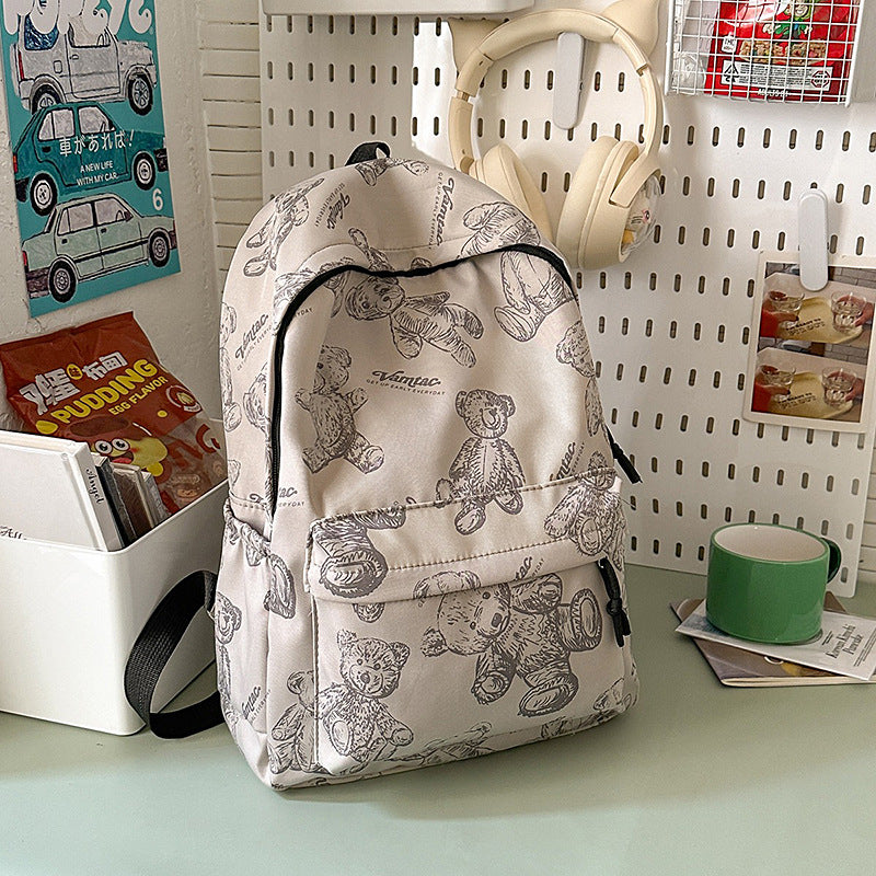 Niedlicher Teddy-Bär-Print-Rucksack