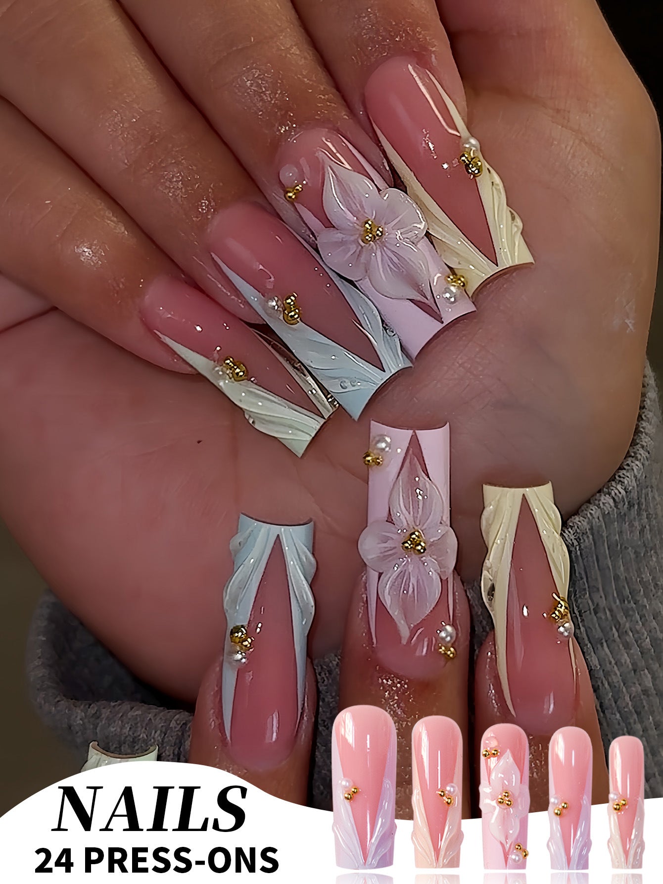 Florales Design Press-On Nägel Brehn