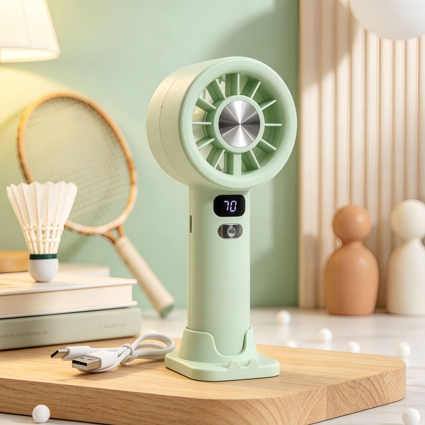 Damen tragbarer Handventilator mit LCD-Anzeige und USB-Ladefunktion Brehn