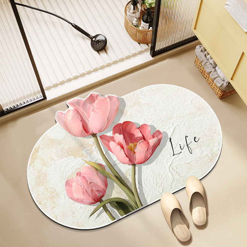 Blumenmuster Memory Foam Badezimmermatte