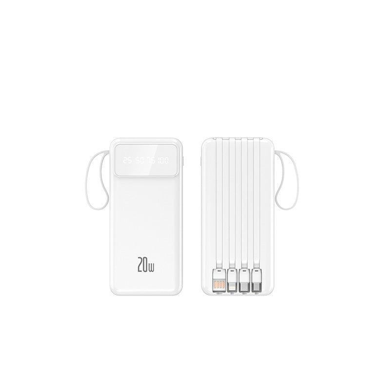 Powerbank mit integrierten Multifunktionsladekabeln und digitaler Anzeige Brehn