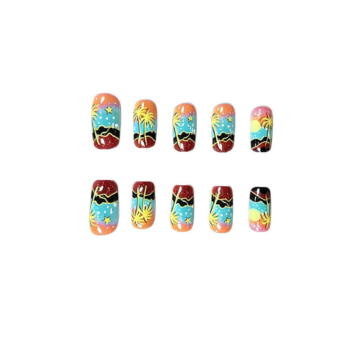 Tropischer Sonnenuntergang Nagelkunst Brehn