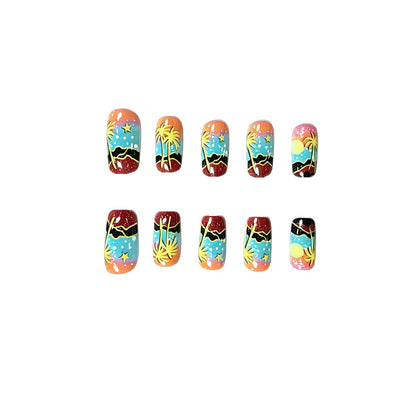 Tropischer Sonnenuntergang Nagelkunst Brehn