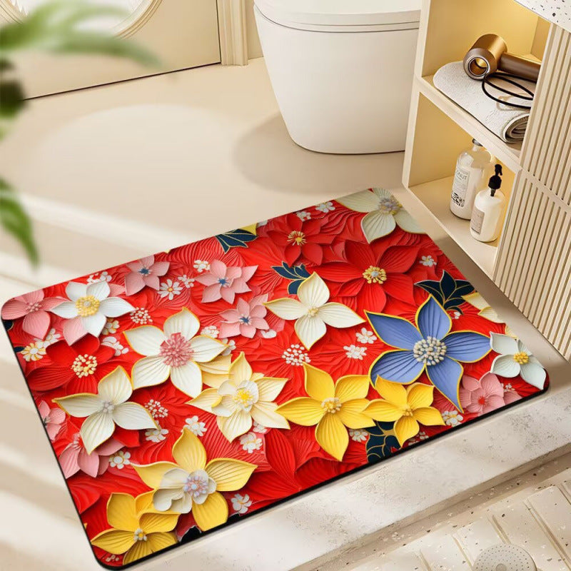 Floral-Themed Plüsch-Badematte