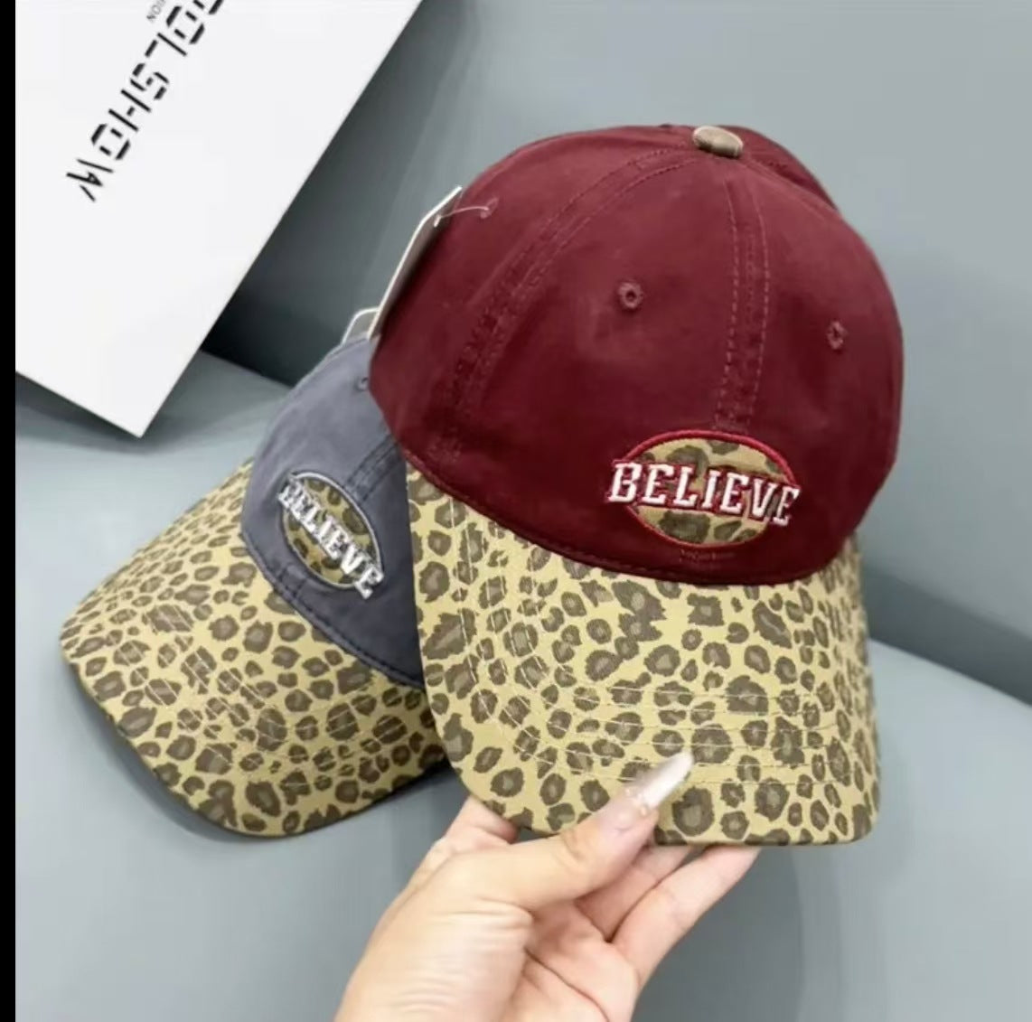 Damen Freizeit Leopard Druck Baseballmütze Brehn