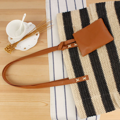Strohtasche mit Eleganten Ledergriffen Brehn