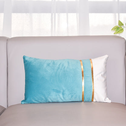 Rechteckiger samtartiger Lendenkissenbezug mit dualen metallischen goldenen Bändern