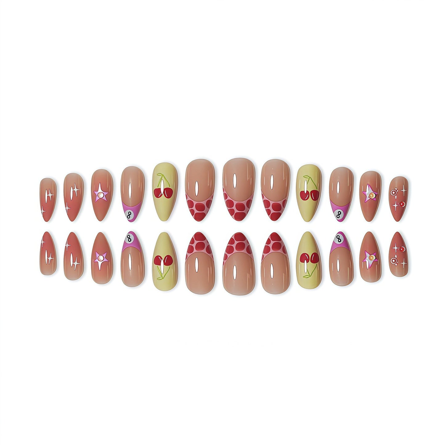 Künstlerisch von Früchten inspiriertes Press-On Nagelkunst Brehn