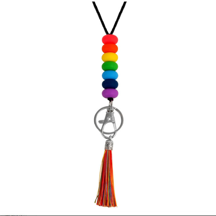 Bunter Perlen-Schlüsselanhänger Lanyard mit Quaste Brehn