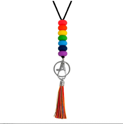 Bunter Perlen-Schlüsselanhänger Lanyard mit Quaste Brehn