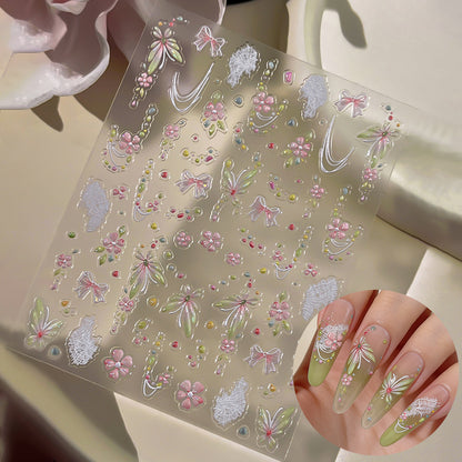 Dekorative Blumen-Nagelkunst-Aufkleberblatt