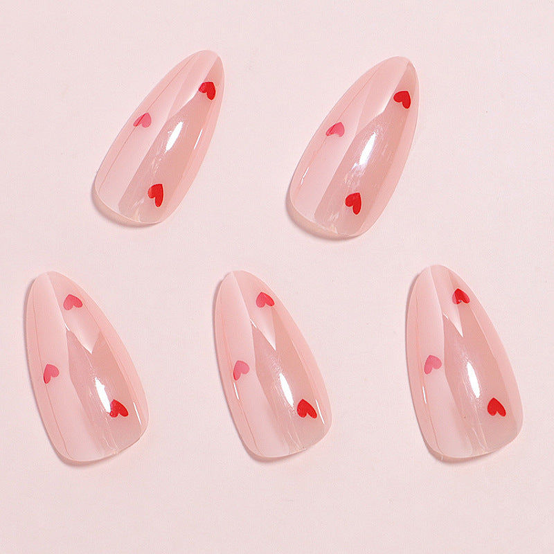 Herz-gedrucktes Press-On-Nagelset Brehn