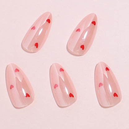Herz-gedrucktes Press-On-Nagelset Brehn