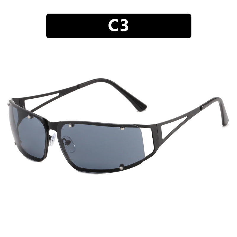 Damen modische Sonnenbrille mit futuristischem Design und exquisitem Metallrahmen Brehn