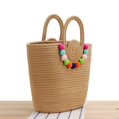 Verspielte Strandtasche mit Buntem Pompon-Dekor Brehn