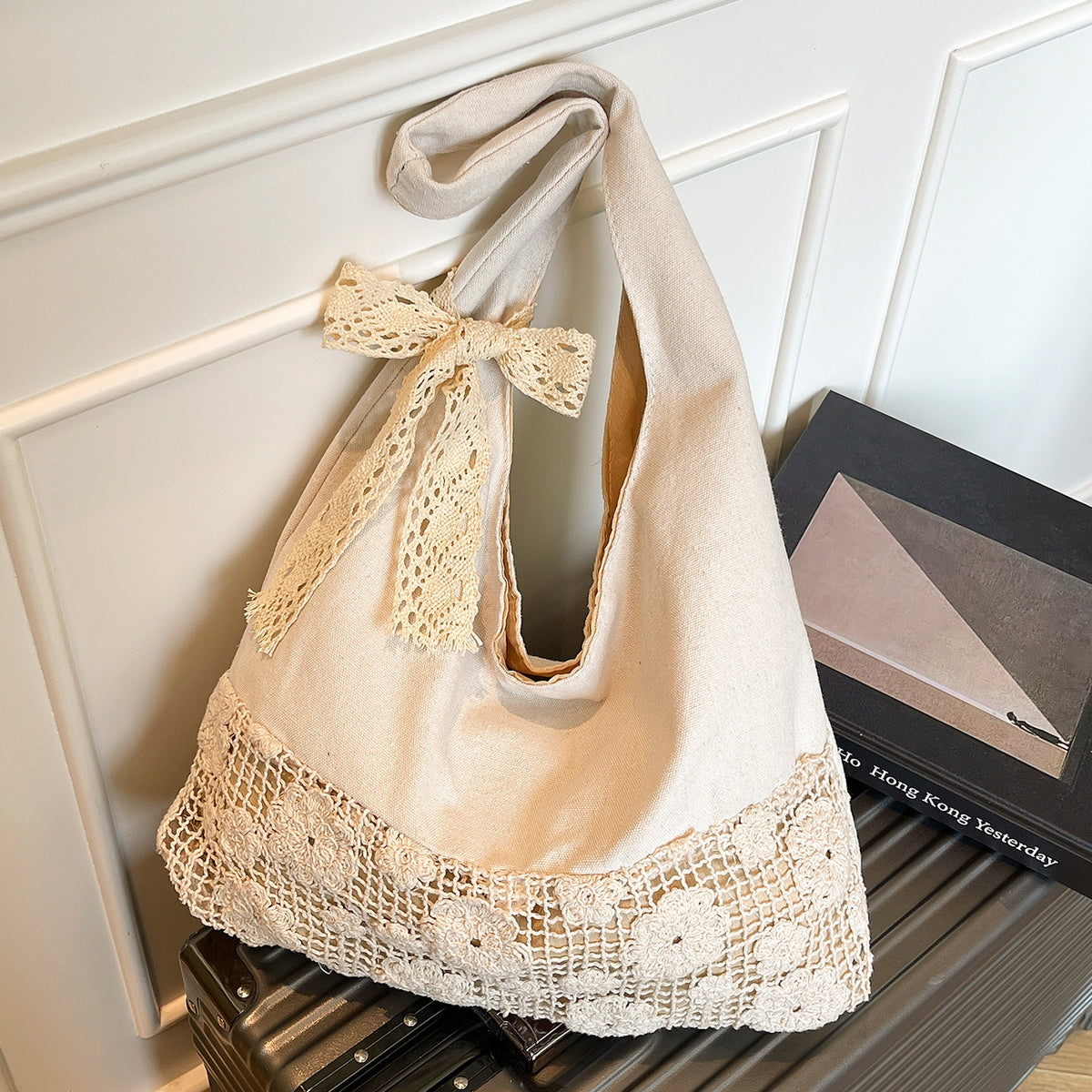 Handgefertigte Blumenspitze Tote Bag
