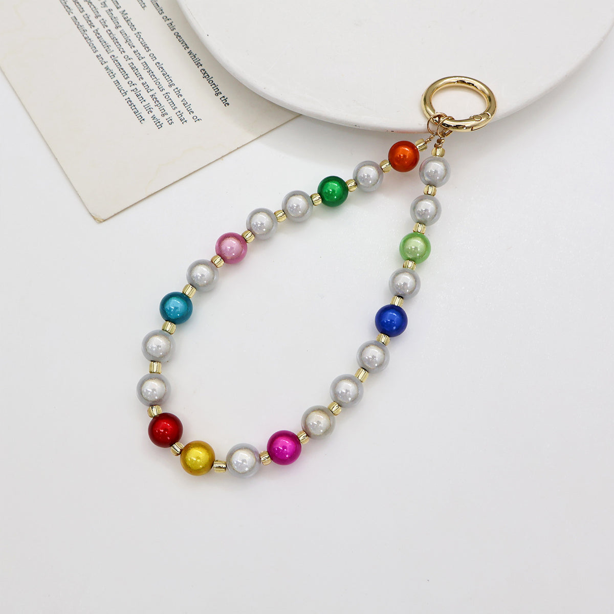 Perlen-Brillen-Kette mit stylischem Karomuster Brehn