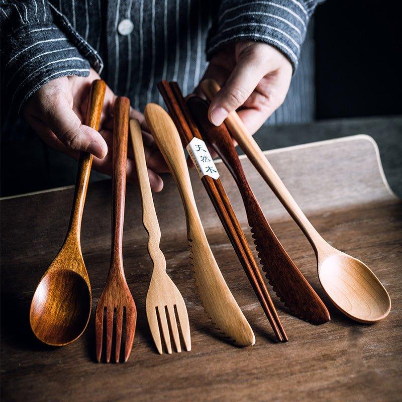 Japanischer schlichter Stil Holzbestecksets | Brehn
