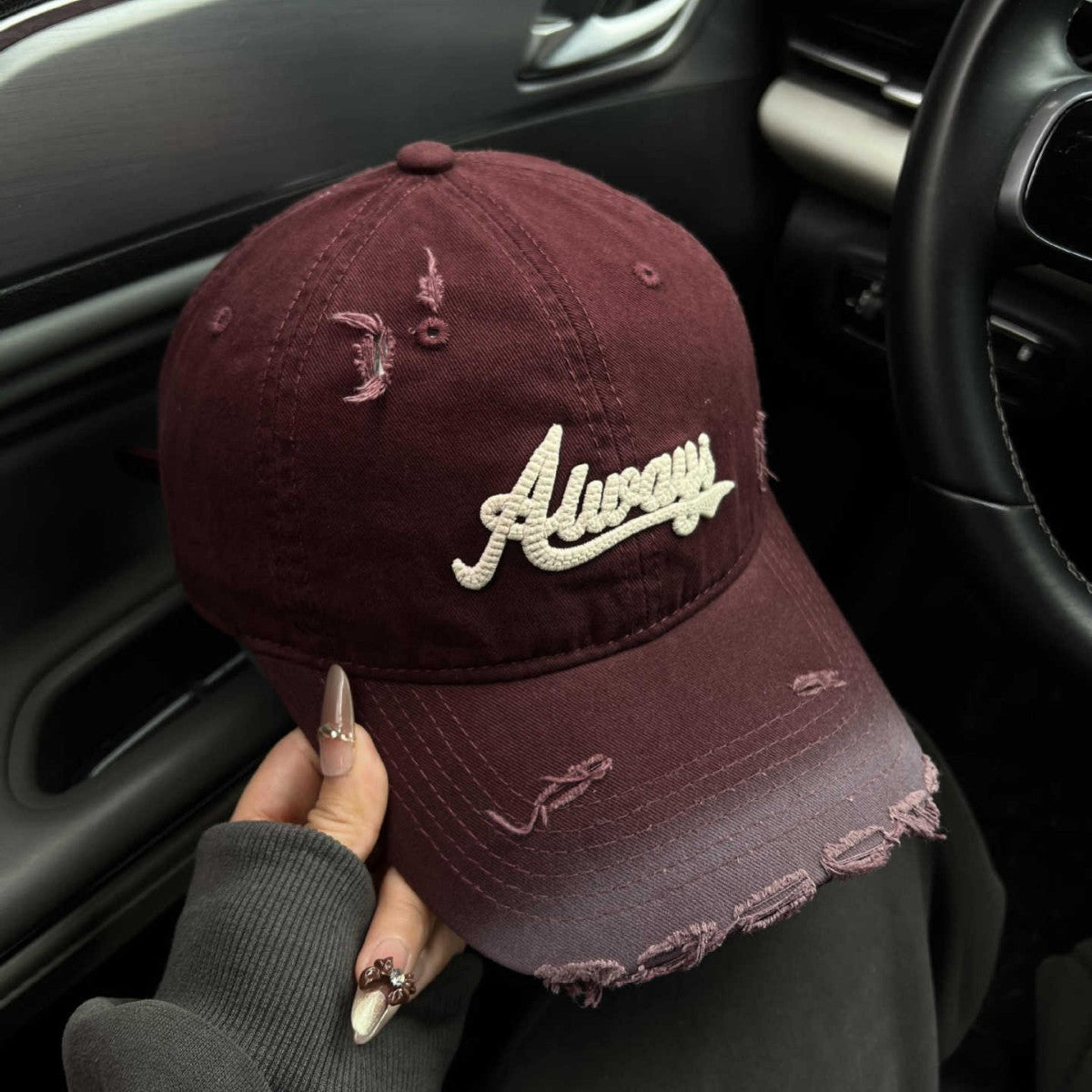 Damen Distressed Graphic Baseball Cap Brehn