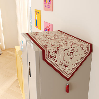 Refrigerator Top Floral Jacquard Runner with Tassel