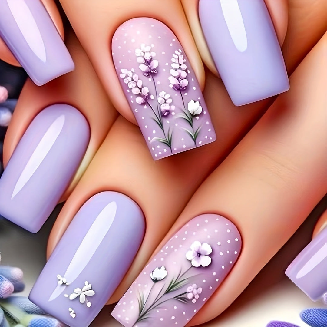 Künstlerisch gestaltetes florales Acryl-Nagel-Set Brehn