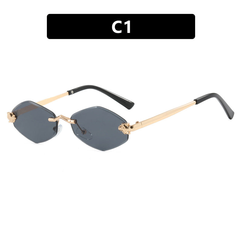 Damen geometrische Sonnenbrille mit doppeltem Metallrahmen und schützenden Gläsern Brehn