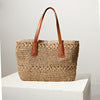 Geflochtene Basttasche mit Robusten Ledergriffen Brehn