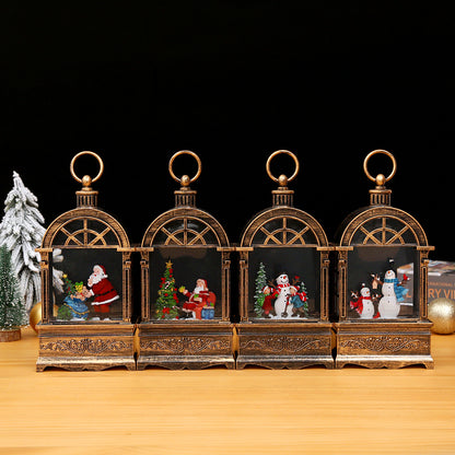 Nostalgische Weihnachtslaterne mit Schneefall und beweglicher Weihnachtsmann-Szene Brehn