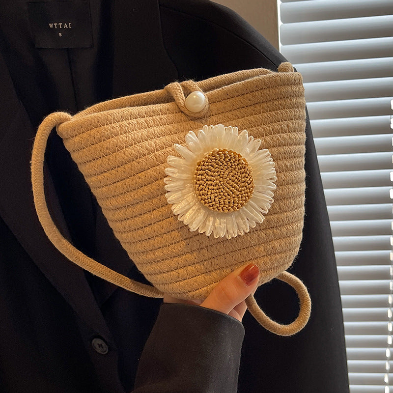 Dekorative Flora Woven Bucket Bag
