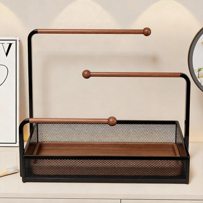 Zwei-Ebenen-Mesh-Tablett Vanity Haaraccessoire & Schmuckorganizer-Ständer
