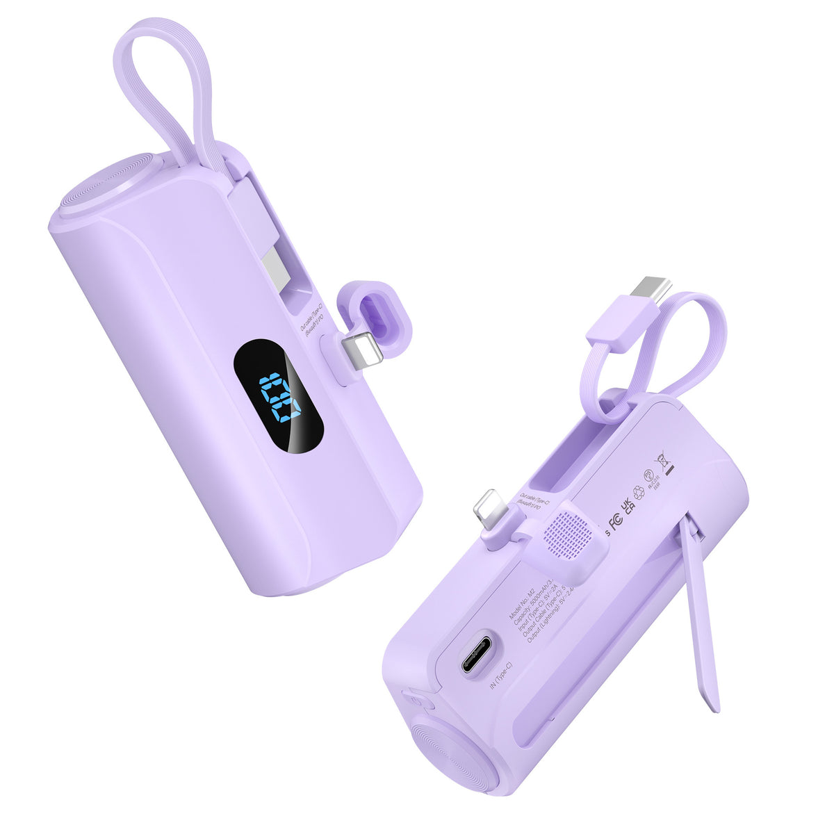 Tragbare Powerbank mit Integriertem Micro-Usb-Kabel und Led-Taschenlampe Brehn